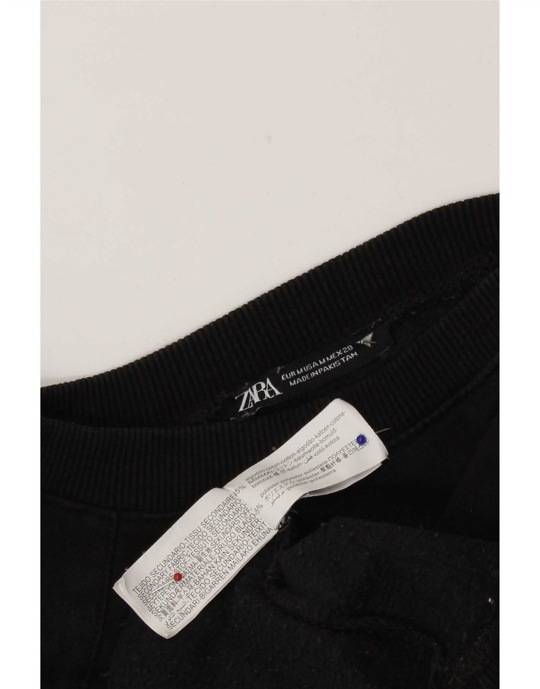 Zara Womens Crop Oversize Sweatshirt Jumper UK 14 Moyen Noir Coton