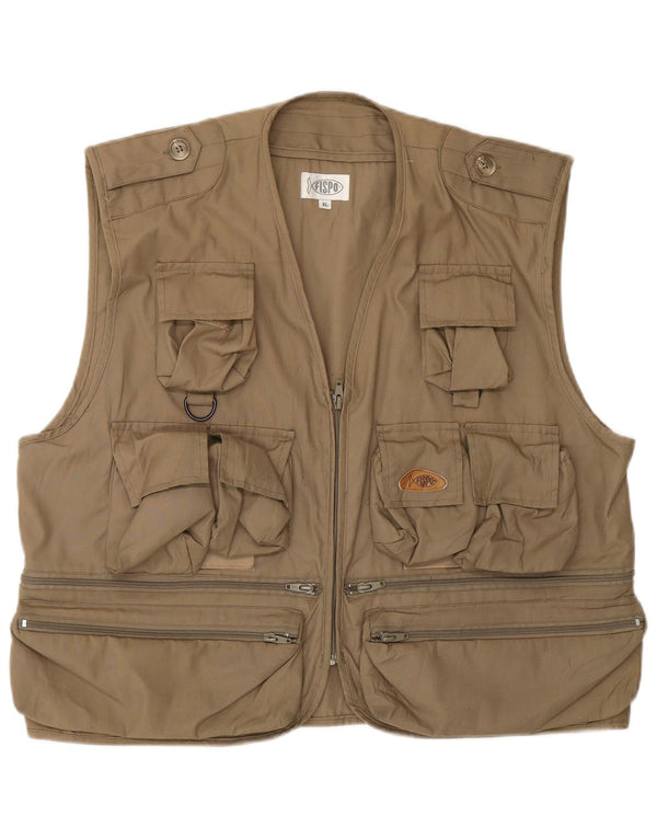 vintage Mens Utility Gilet UK 42 XL Coton Marron