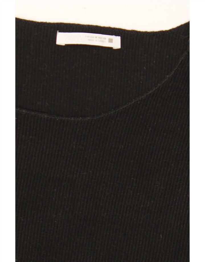 Zara Femme T-Shirt Top UK 14 Moyen Noir