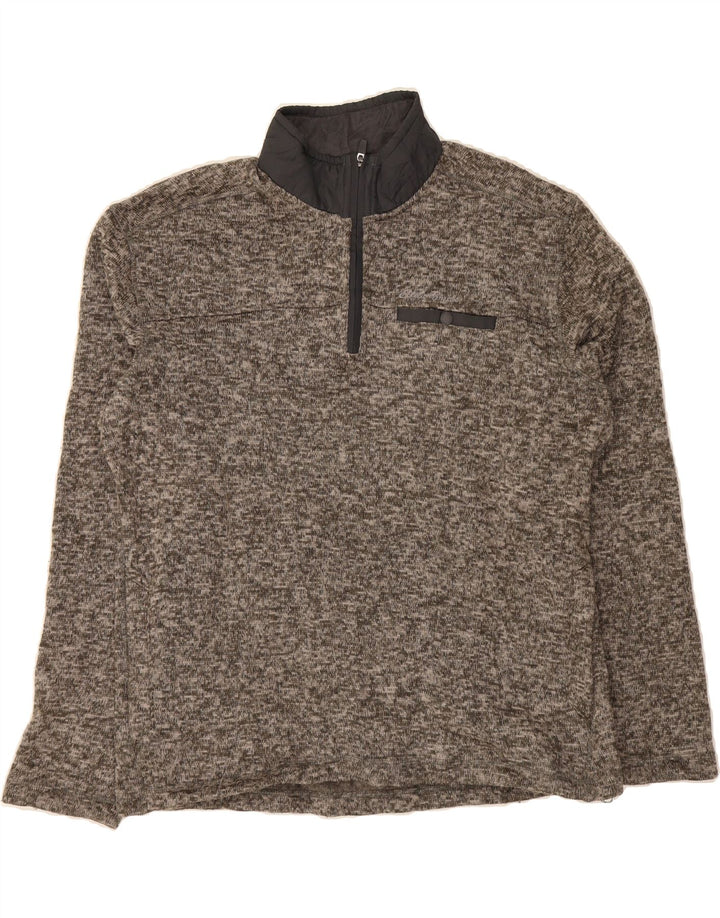 EDDIE BAUER Mens Zip Neck Jumper Sweater Large Grey Polyester Vintage Eddie Bauer and Second-Hand Eddie Bauer from Messina Hembry 