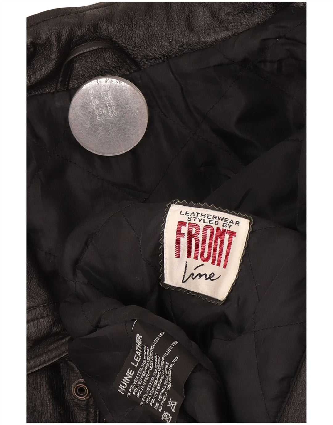 Veste en cuir pour homme Front Line UK 50 2XL Cuir noir