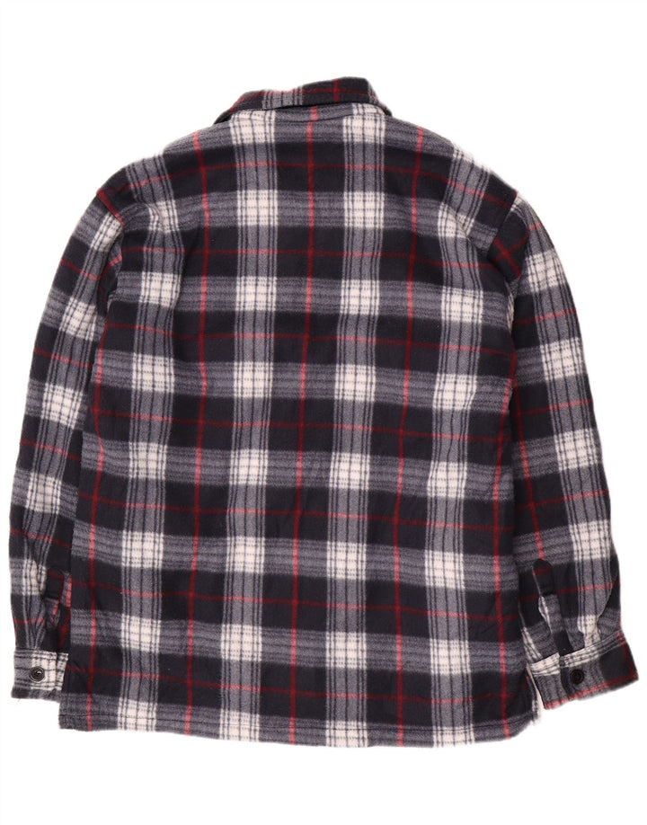 vintage Mens Utility Jacket UK 44 2XL Bleu Marine Check Coton