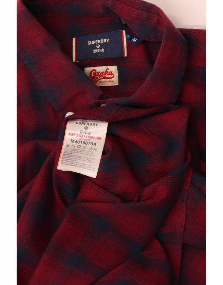 Superdry Chemise en flanelle pour homme en coton à carreaux bordeaux moyen
