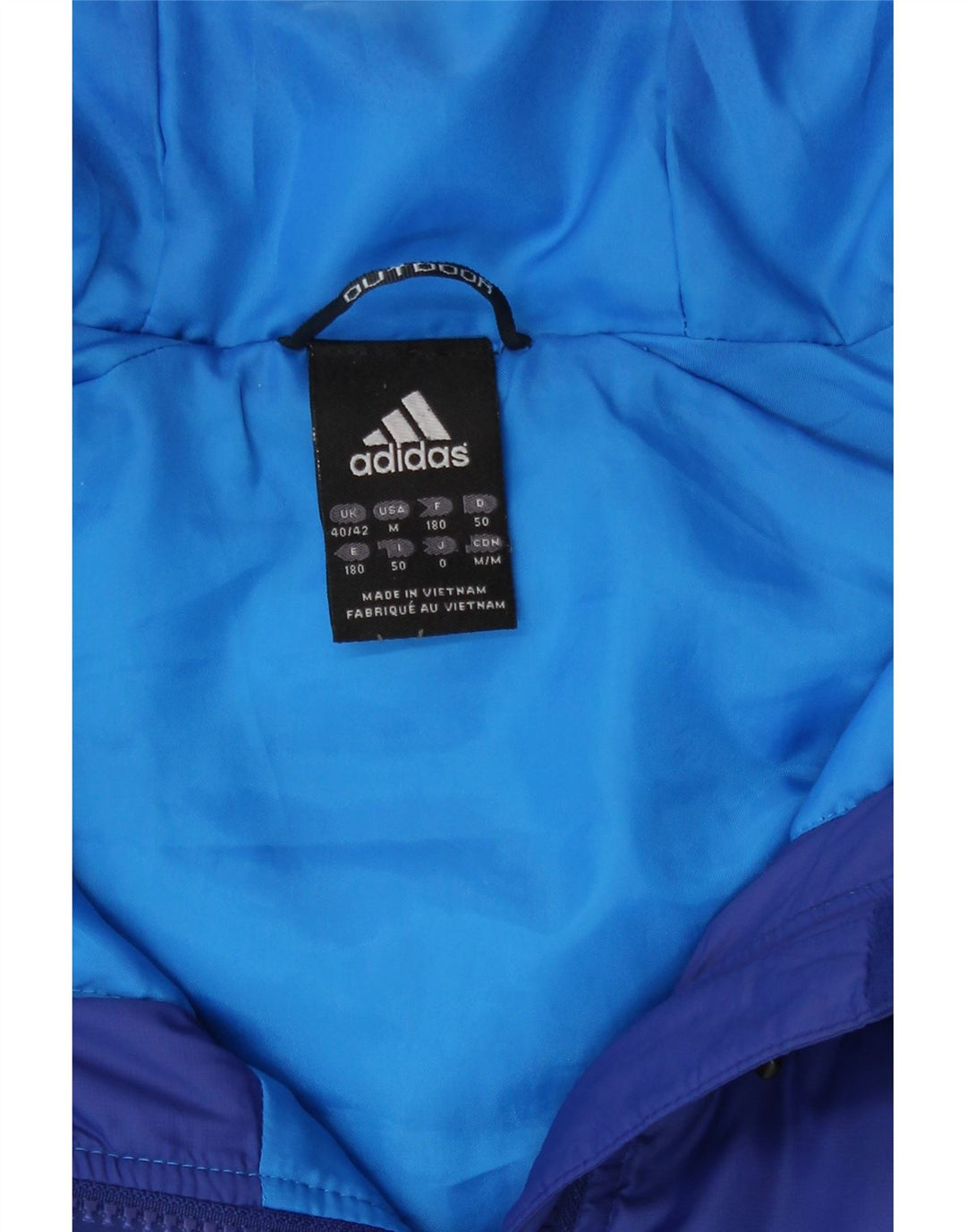 Adidas Veste rembourrée à capuche pour homme UK 40/42 Bleu moyen Colourblock