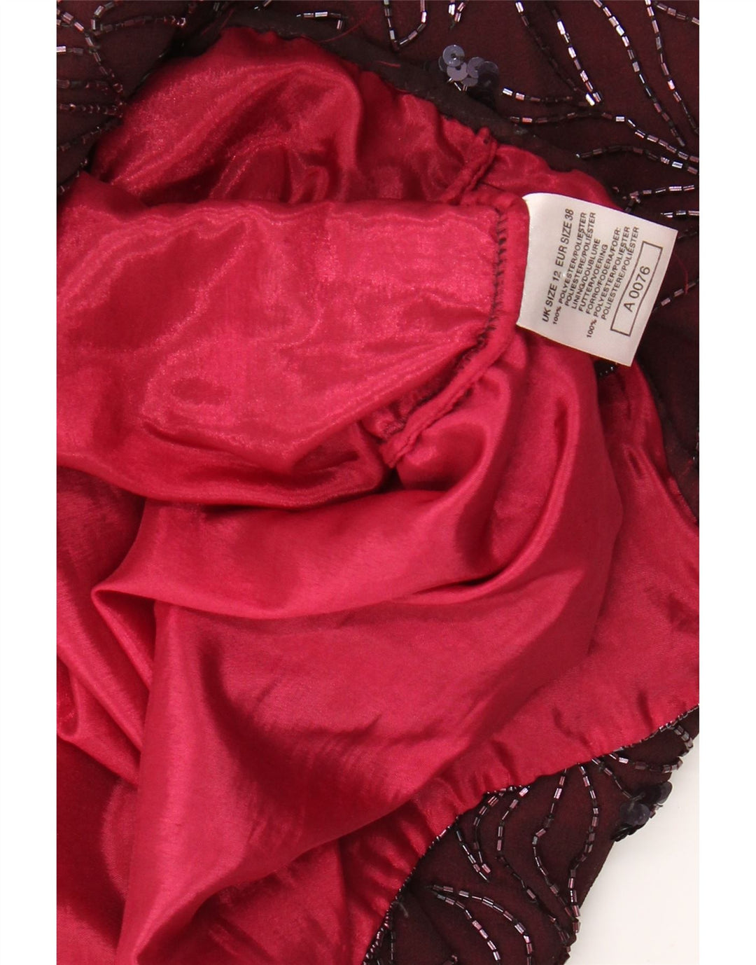 VINTAGE Robe fourreau sans manches pour femmes UK 12 Moyen Bourgogne Floral