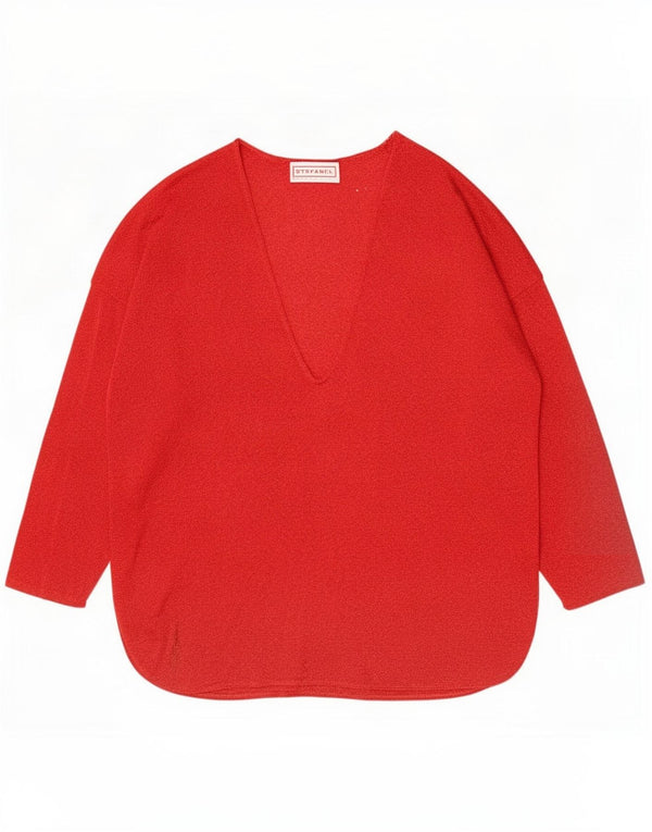Stefanel Haut surdimensionné à manches longues pour femme UK 10 Small Rayonne mouchetée rouge