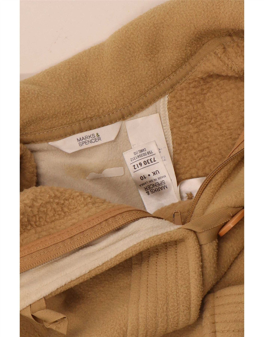 Marks & Spencer Veste polaire surdimensionnée pour femme UK 10 Small Beige Polyester