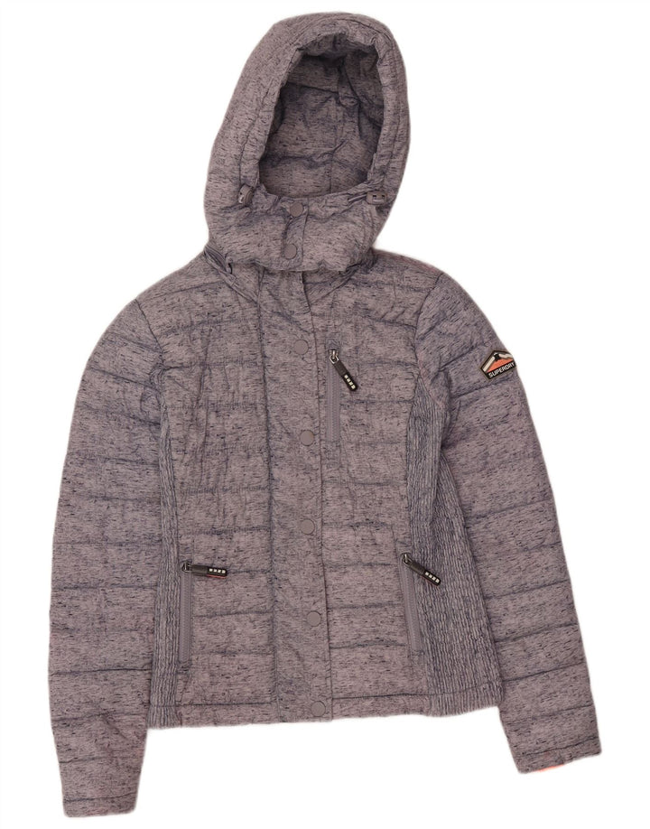 Superdry Veste matelassée à capuche pour femme UK 8 XS Gris Colorblock Polyester