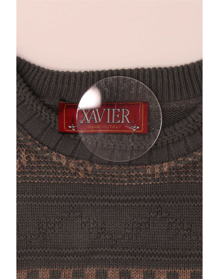 Xavier Pull Col Bateau Homme Gris Moyen Laine Géométrique