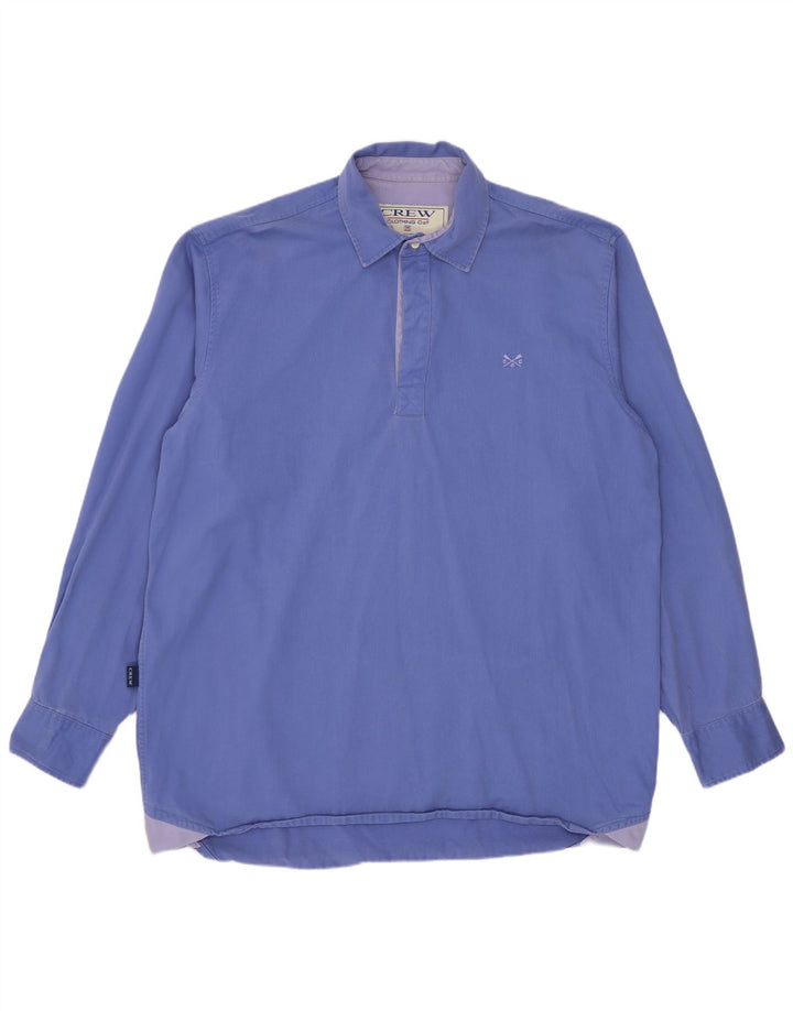 Crew Clothing Chemise Pull Homme Bleu Moyen Coton