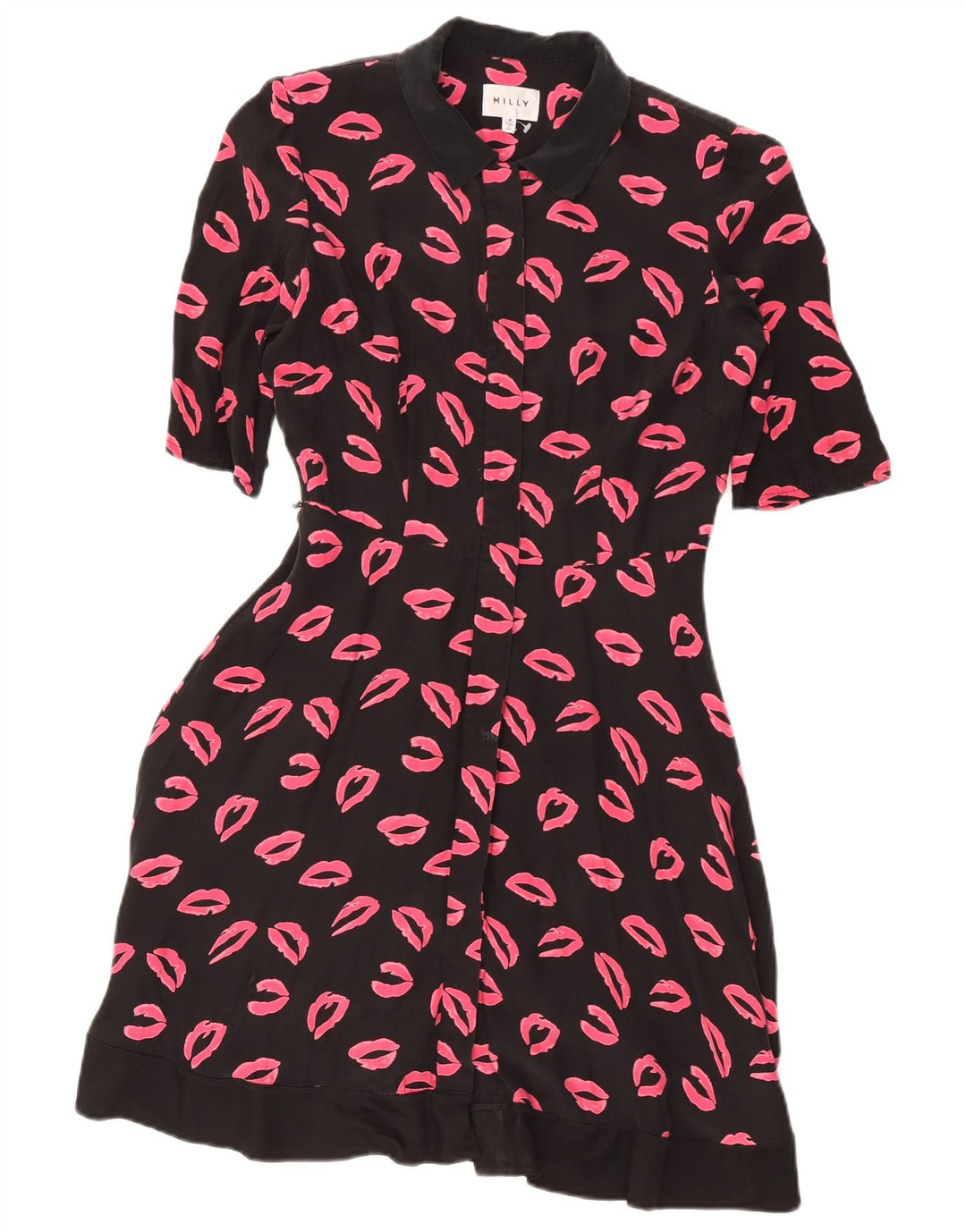 Milly Robe chemise à manches courtes pour femme Motif abstrait US 4 Petit Noir