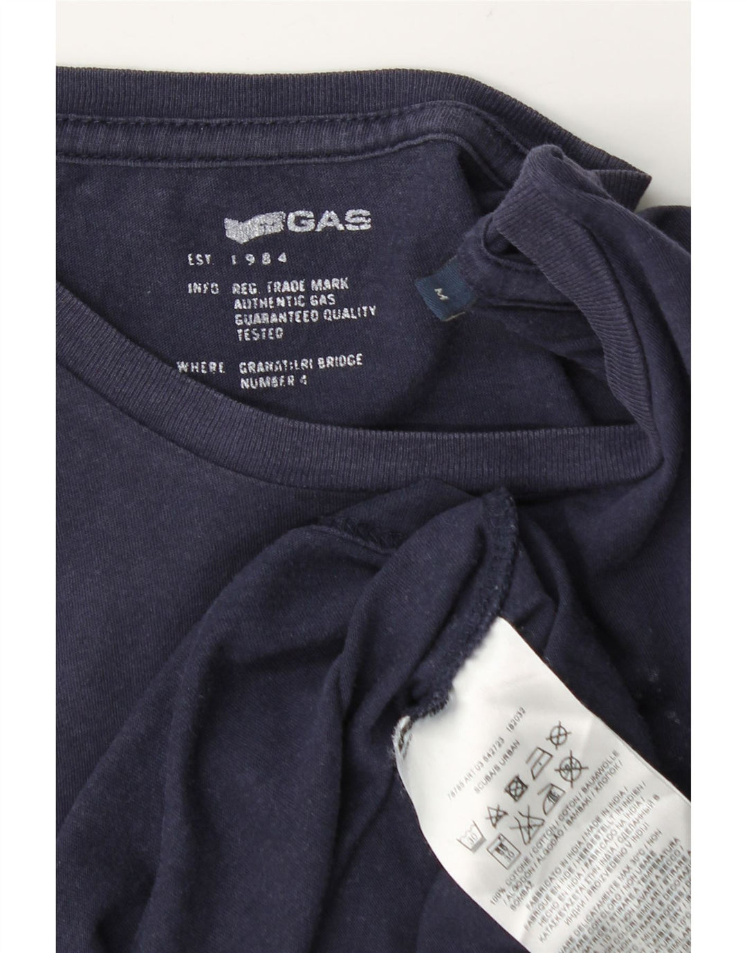 Gas T-Shirt Graphique Homme Bleu Marine Moyen Coton