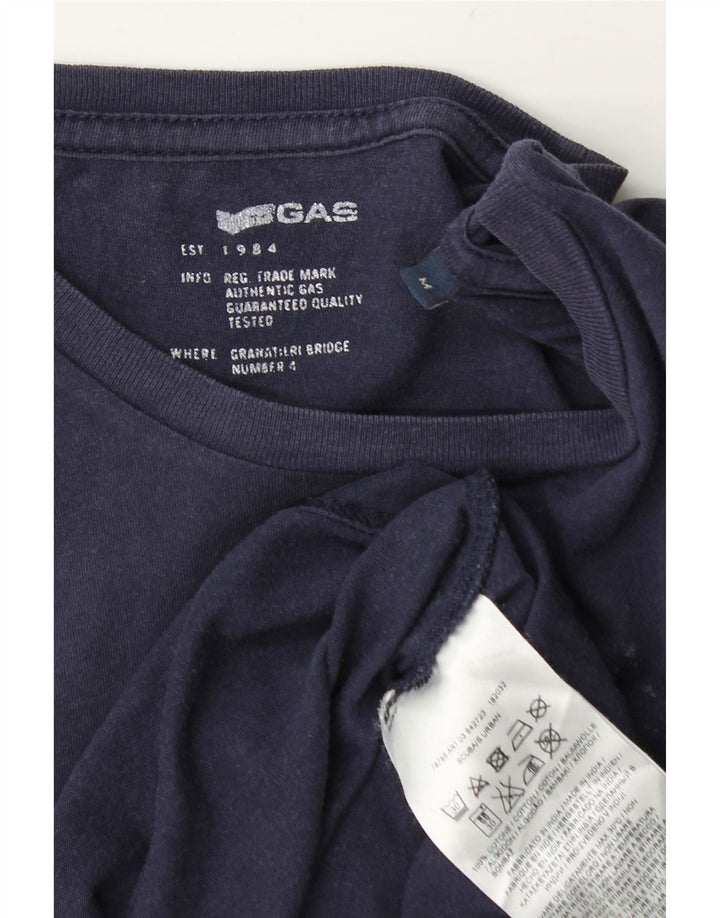 Gas T-Shirt Graphique Homme Bleu Marine Moyen Coton