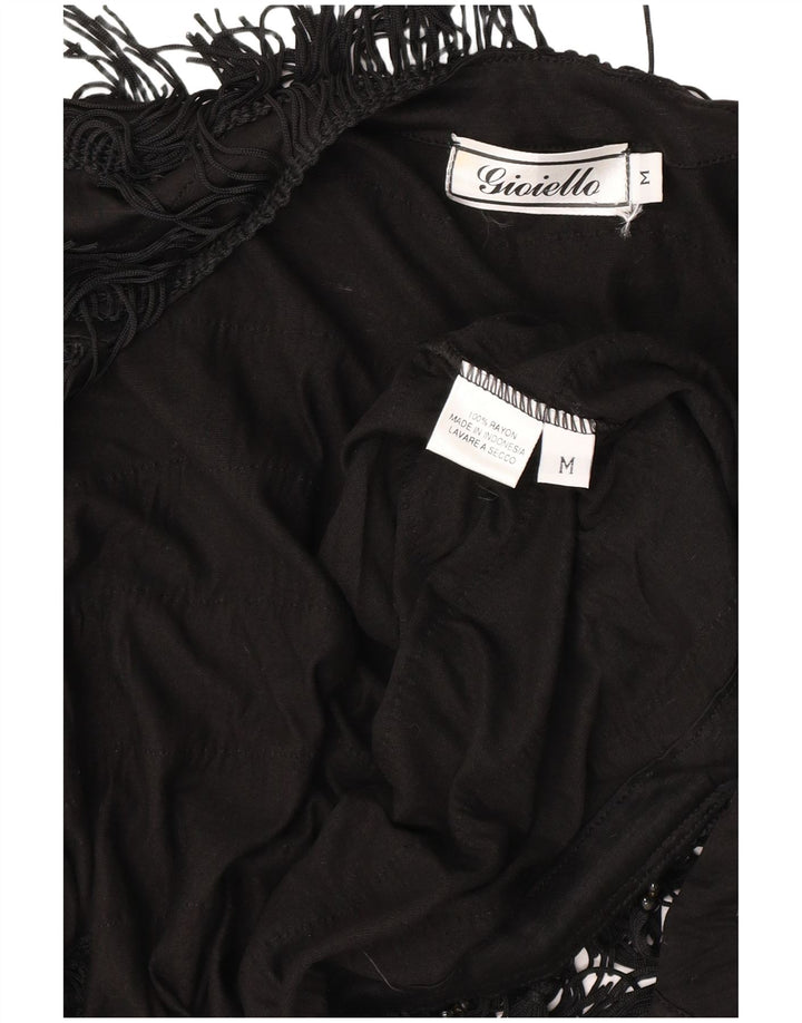 gilet femme vintage UK 14 Rayonne noire moyenne