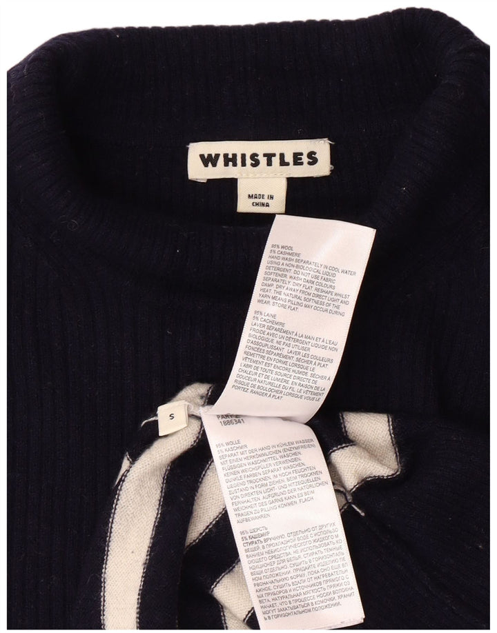 WHISTLES Pull à col roulé pour femme UK 10 Petit Bleu marine rayé