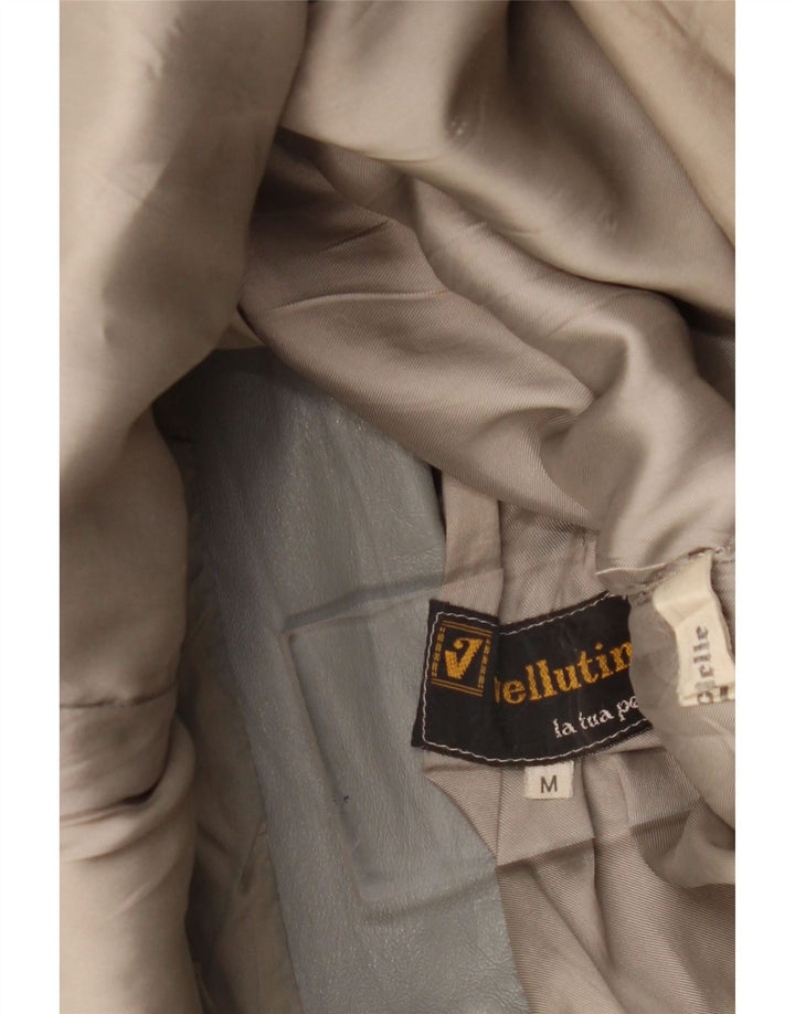 Veste en cuir femme vintage UK 14 Cuir gris moyen