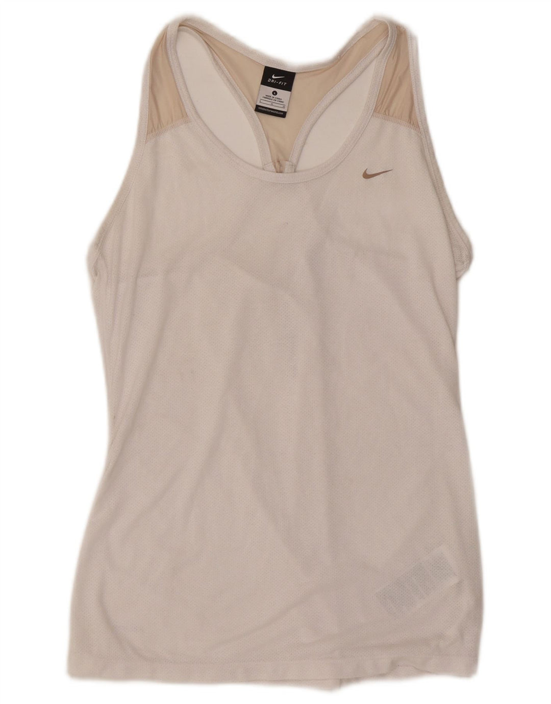 Nike Womens Dri Fit Débardeur UK 14 Large Blanc Cassé Polyester