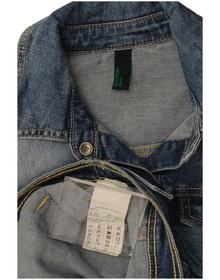 Benetton Veste en jean courte pour femme UK 10 Petit coton bleu