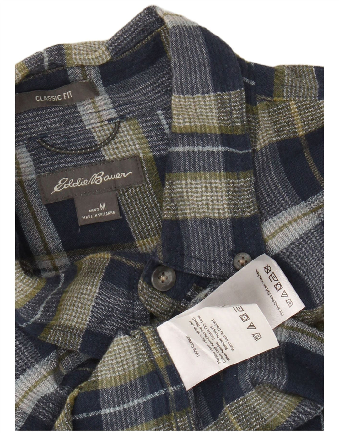 EDDIE BAUER Chemise classique en flanelle pour homme en coton à carreaux bleu marine moyen