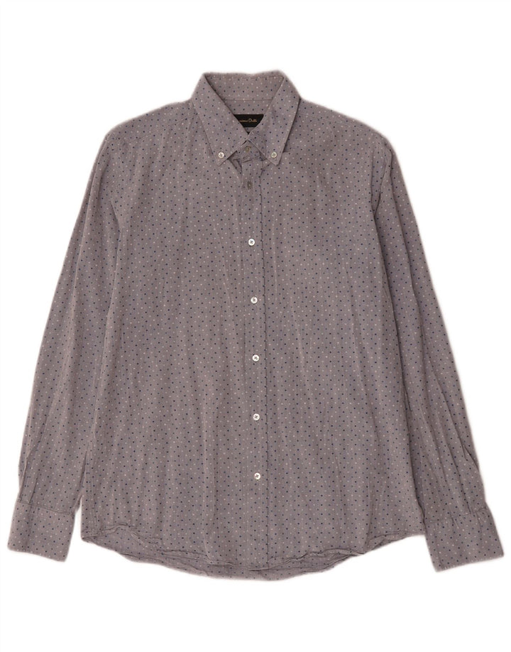 Massimo Dutti Chemise Homme Gris Moyen Coton Tacheté