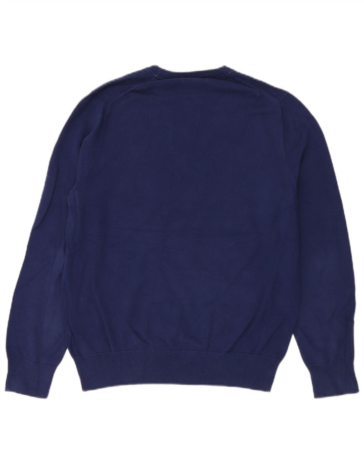 Massimo Dutti Pull col rond homme en coton bleu moyen