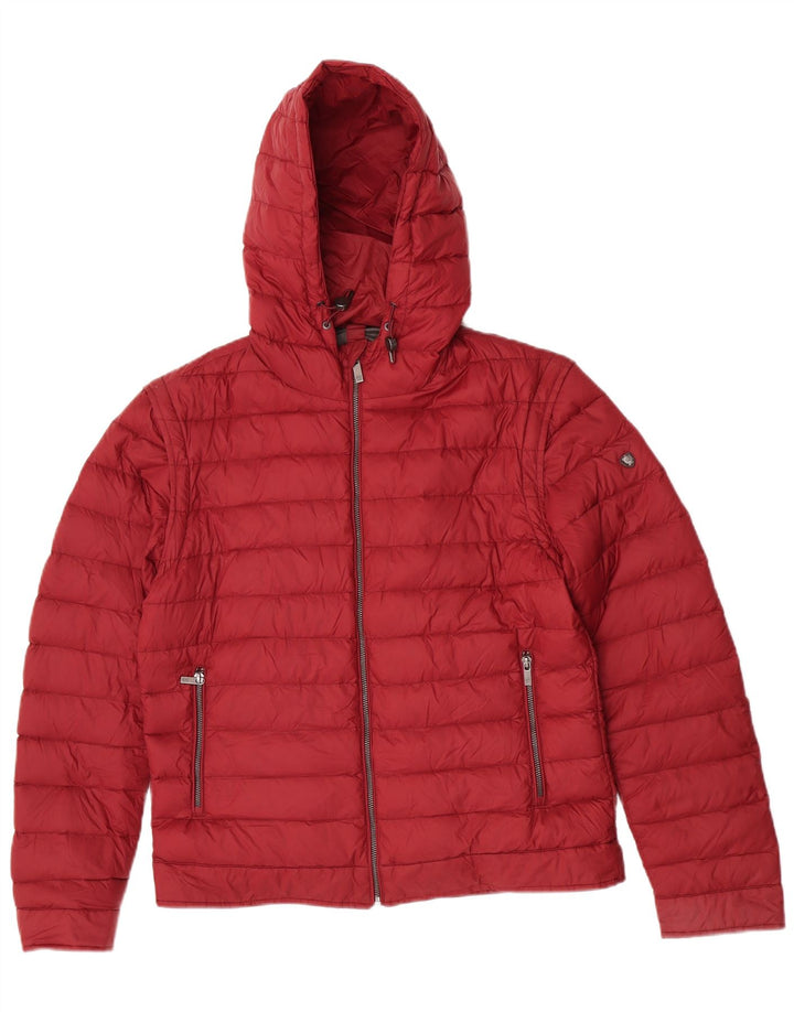 Massimo Dutti Veste matelassée à capuche pour femme UK 14 Large Bordeaux