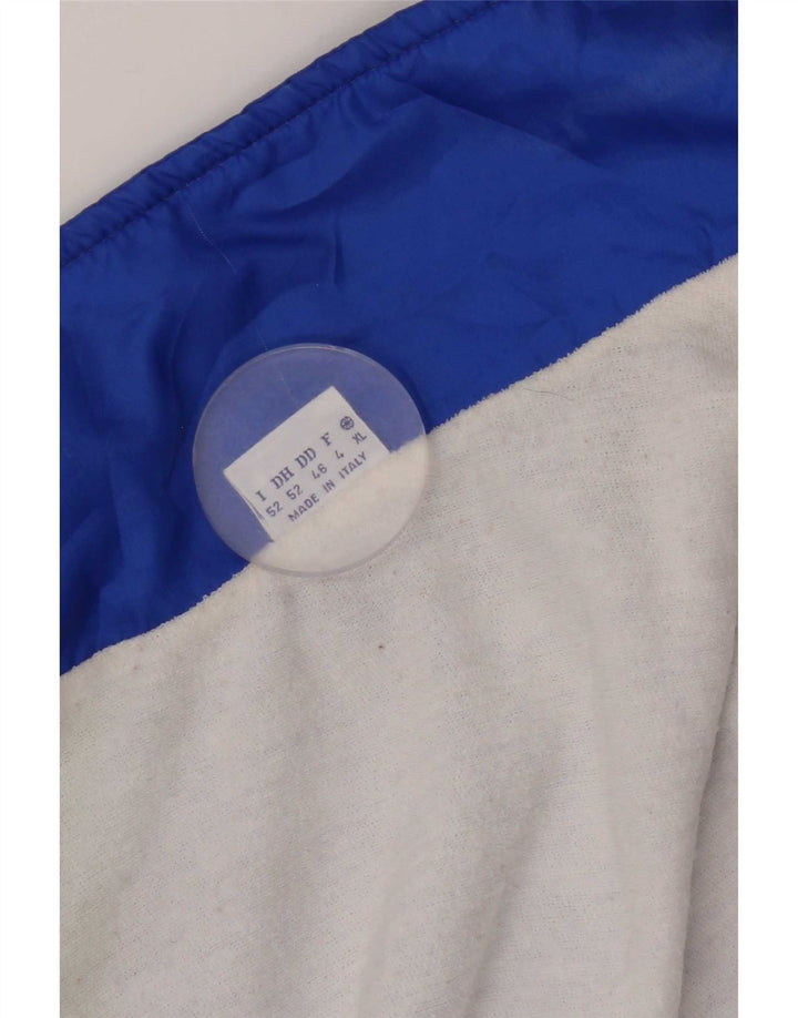 vintage Mens Survêtement Top Veste XL Bleu Géométrique Polyester