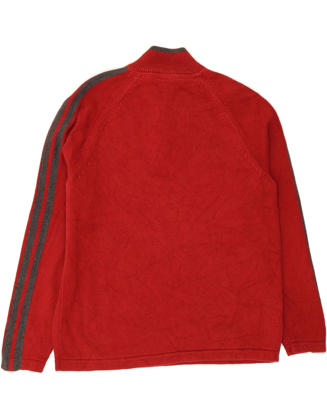 EDDIE BAUER Mens Zip Neck Jumper Sweater Large Red Colourblock Cotton Vintage Eddie Bauer and Second-Hand Eddie Bauer from Messina Hembry 