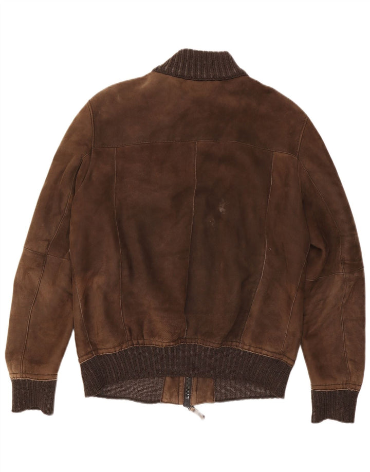 vintage Mens Suede Bomber Jacket UK 40 Grand Brun