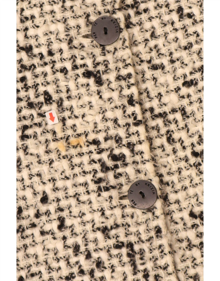 PERTE BY KRIZIA Manteau surdimensionné pour femme Taille 21 Beige moyen moucheté