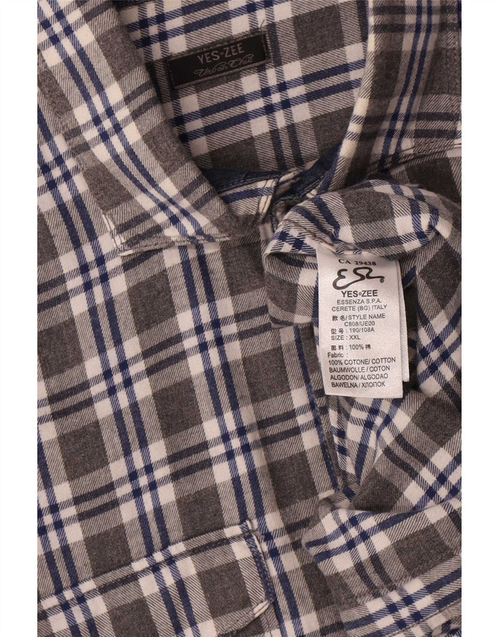 Yes Zee Chemise en flanelle pour homme 2XL Gris à carreaux en coton