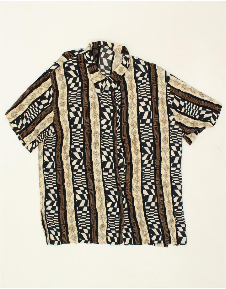 VINTAGE Womens Short Sleeve Shirt UK 14 Medium Multicoloured Patchwork Vintage Vintage and Second-Hand Vintage from Messina Hembry 