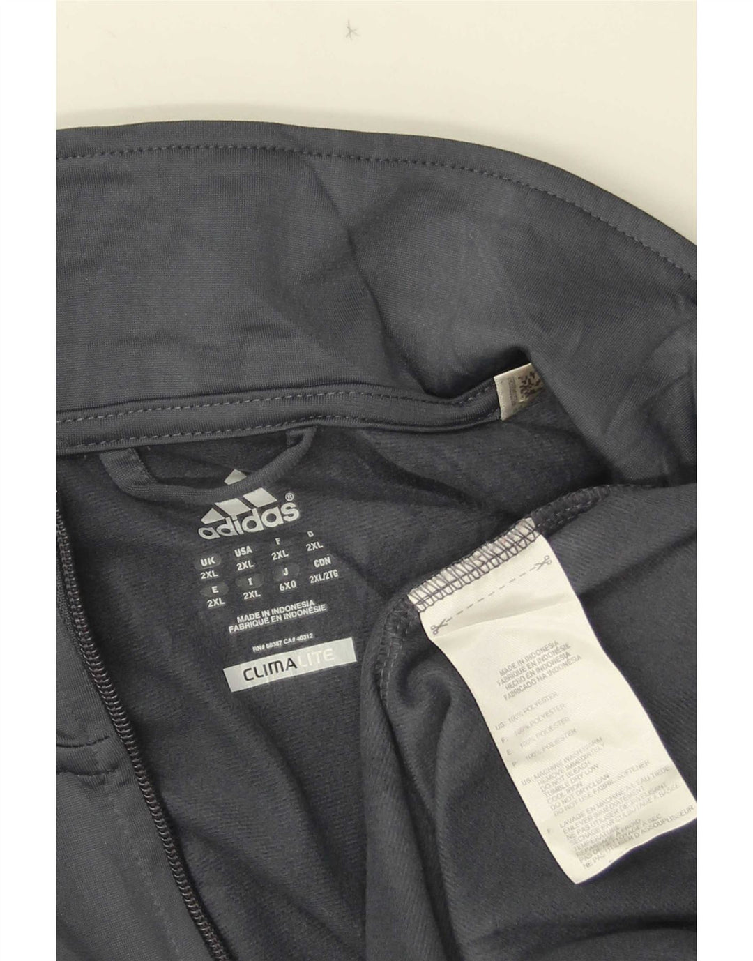Adidas Hommes Climalite Survêtement Top Veste 2XL Gris Polyester