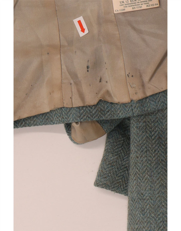 LAURA ASHLEY Veste blazer courte à 3 boutons pour femme UK 12 Laine bleu moyen