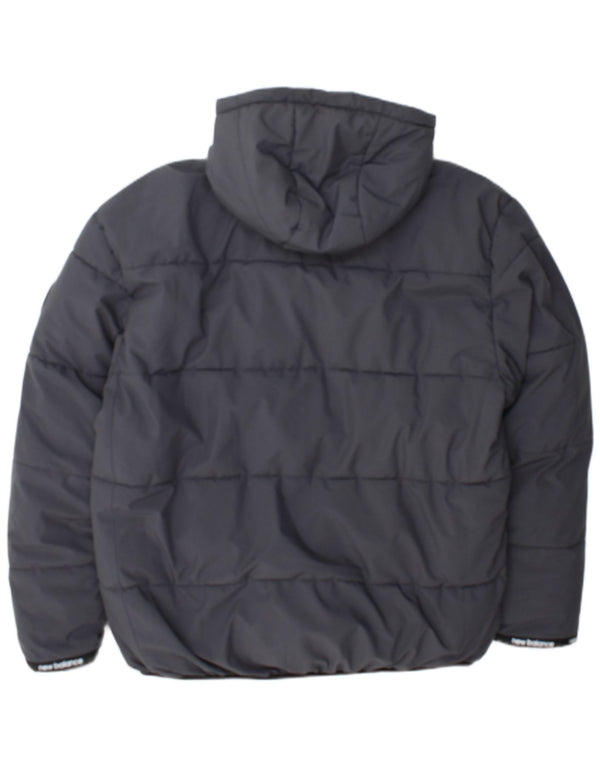 New Balance Veste matelassée Sherpa à capuche pour hommes UK 40 Large Gris Polyester