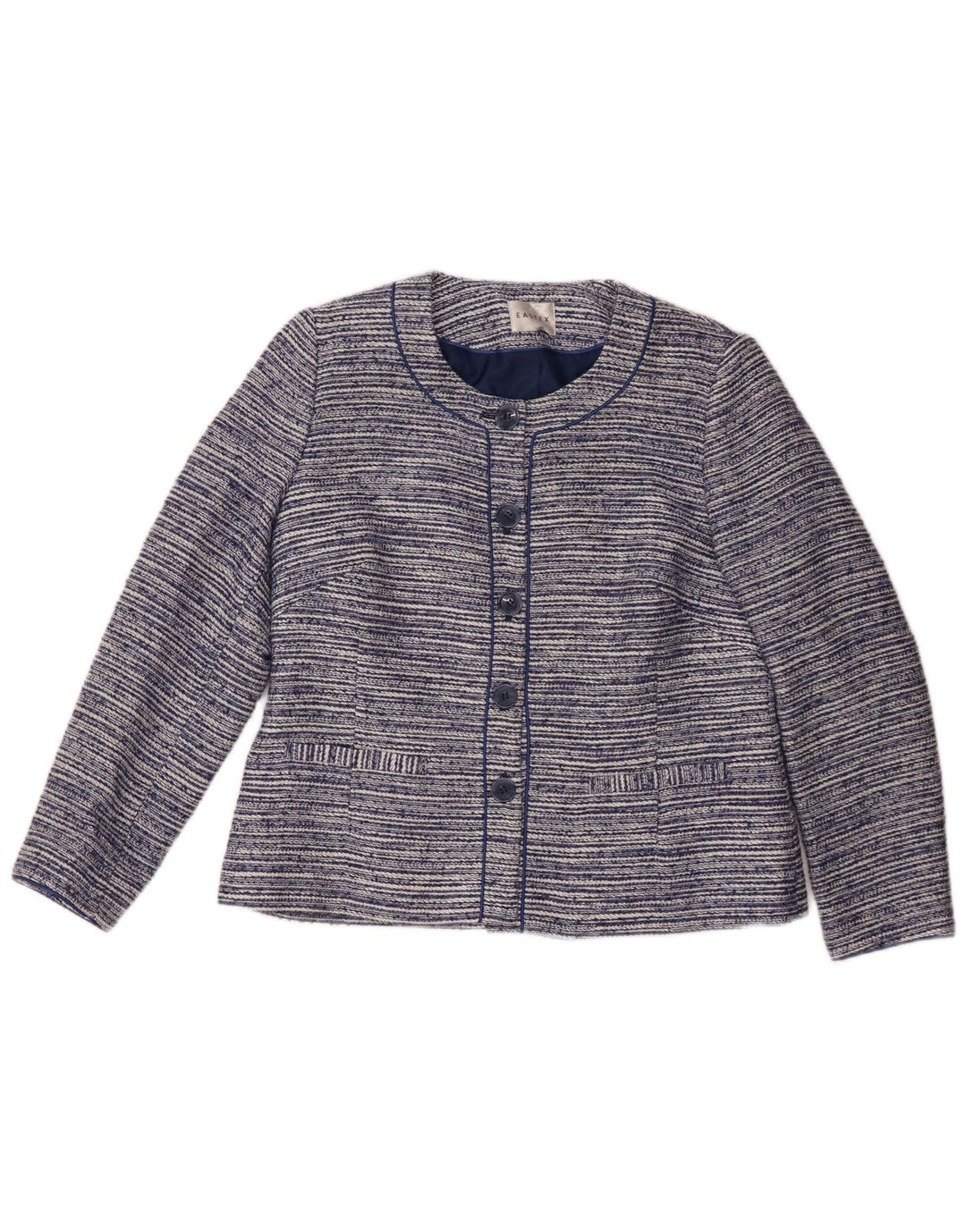 Eastex Veste blazer à 5 boutons pour femme UK 12 Bleu marine moyen rayé