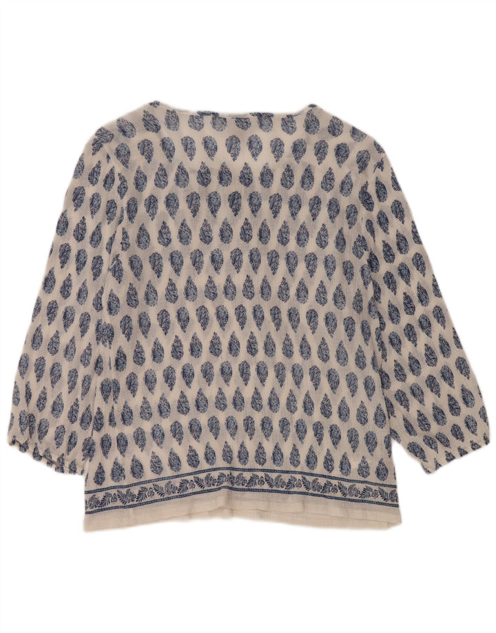 TOMMY BAHAMA Chemisier à manches 3/4 pour femme UK 16 Grand coton cachemire blanc