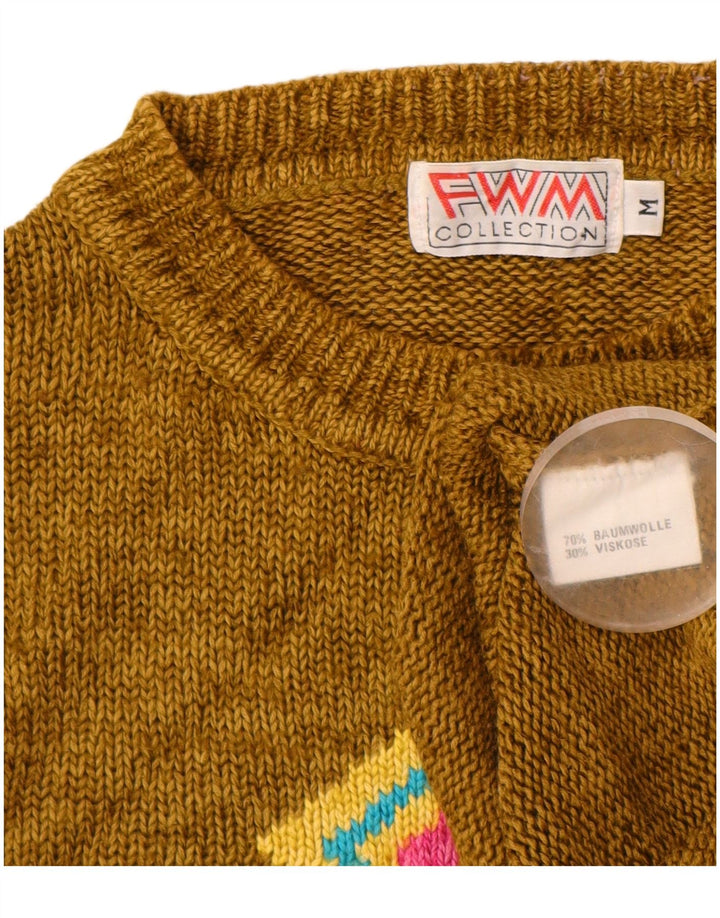 VINTAGE Pull ras du cou pour femme UK 14 Kaki moyen Argyle/Diamant