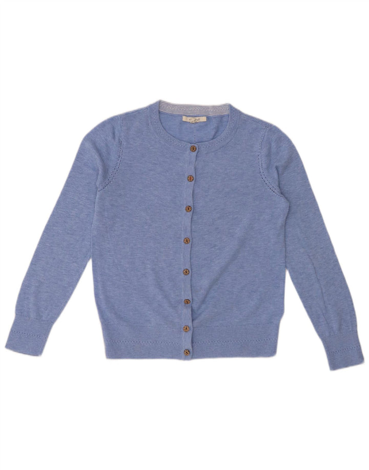 WHITE STUFF Pull cardigan pour femme UK 10 Petit coton moucheté bleu