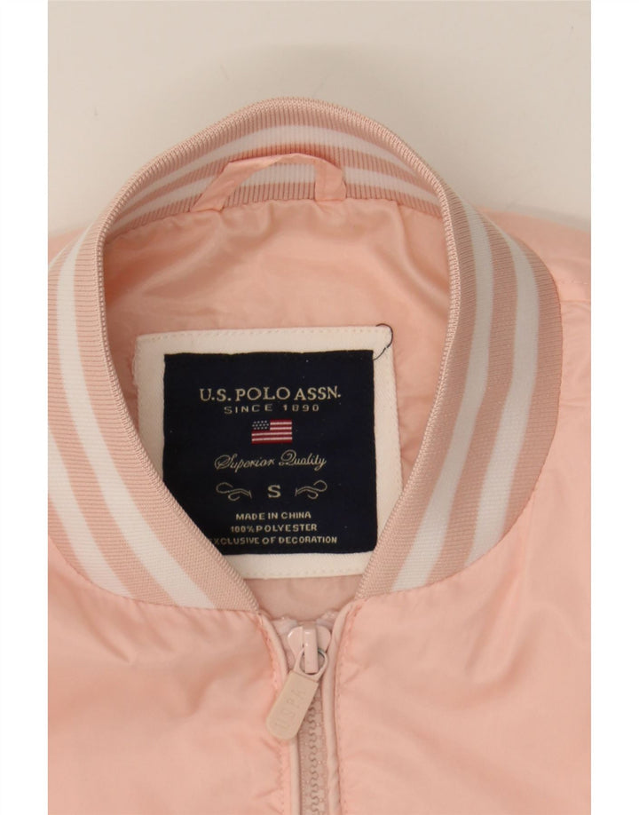 US POLO ASSN Veste Bomber Femme UK 10 Petit Rose Polyester
