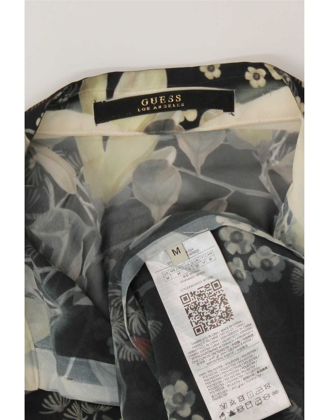 Guess Chemisier transparent pour femme UK 44 en polyester floral noir moyen