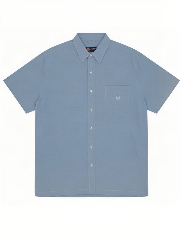 Chaps Mens Short Sleeve Shirt XL Blue Linen