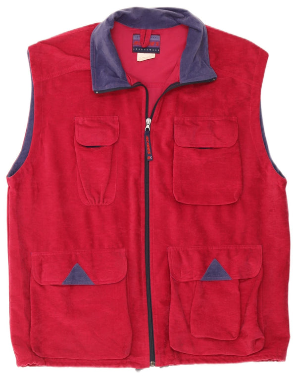 MC Kee's Veste de survêtement sans manches en velours pour homme, grand color block rose