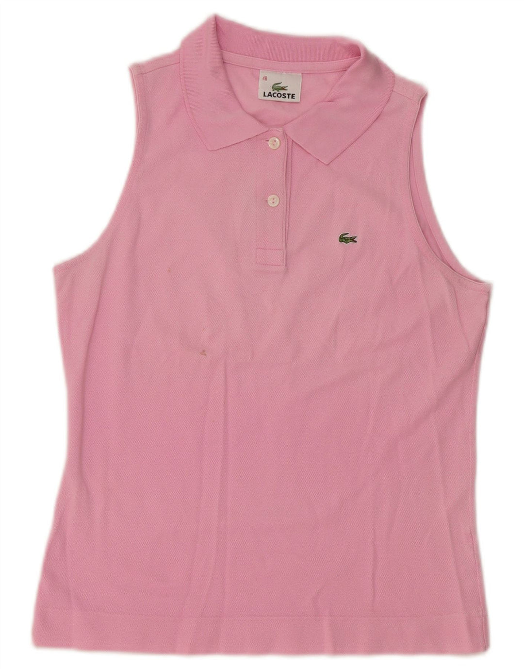 Lacoste Polo sans manches femme taille 40 coton rose moyen