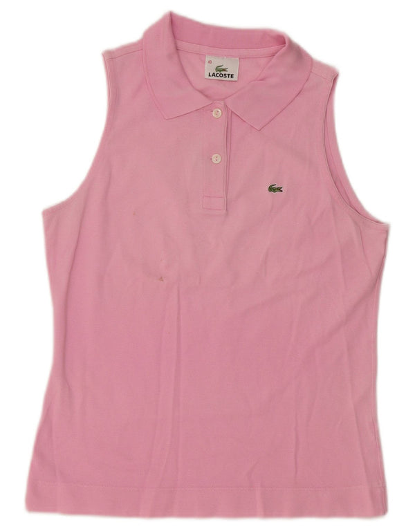 Lacoste Polo sans manches femme taille 40 coton rose moyen