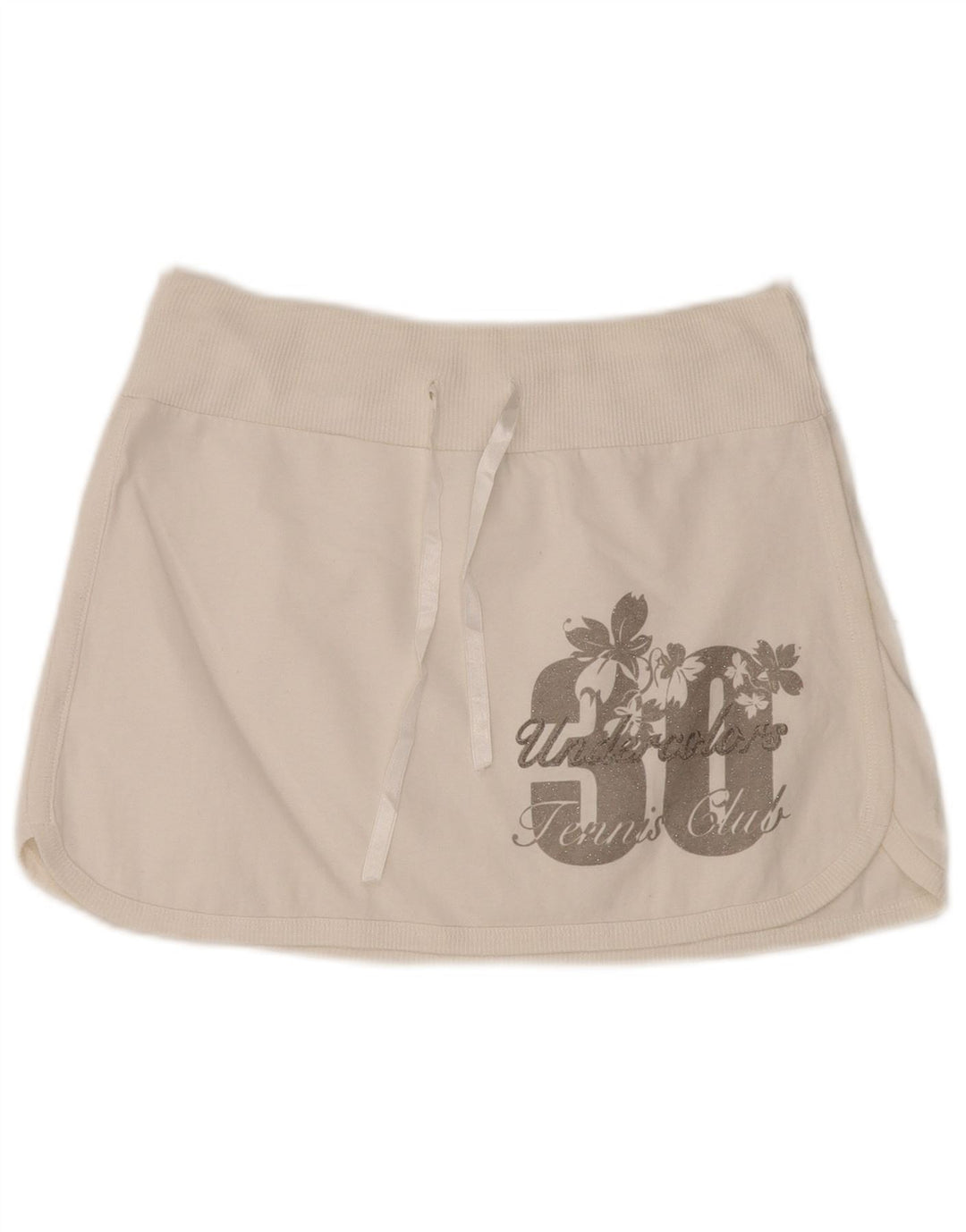 BENETTON Mini jupe de tennis graphique pour femme UK 12 moyen blanc floral