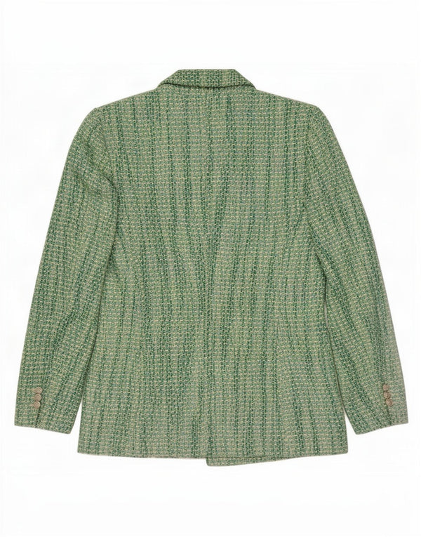 Zara Veste Blazer Double Boutonnage Femme UK 12 Coton Vert Moyen