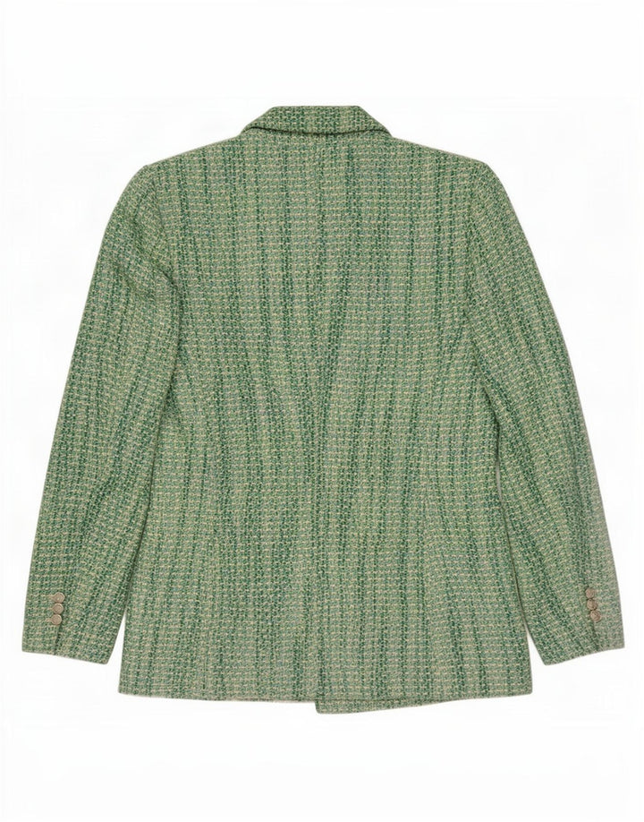 Zara Veste Blazer Double Boutonnage Femme UK 12 Coton Vert Moyen