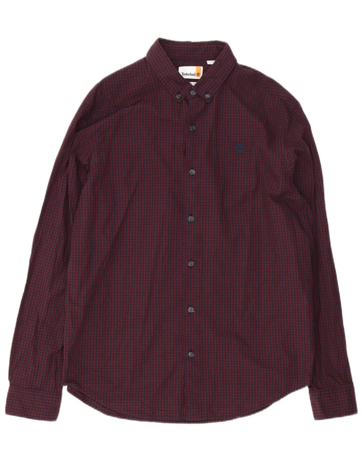 Timberland Chemise coupe classique pour homme en coton vichy bordeaux