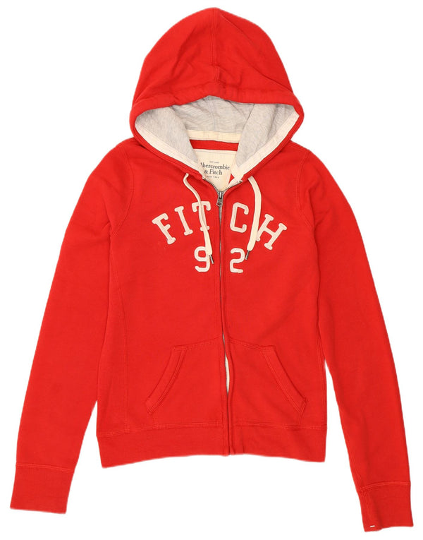Abercrombie & Fitch Pull à capuche zippé graphique pour femme UK 12 Rouge moyen